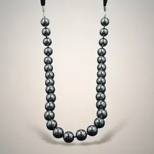 Jewelry | Black Ribbon Tie Necklace Gun Metal Bead Statement Goth ...